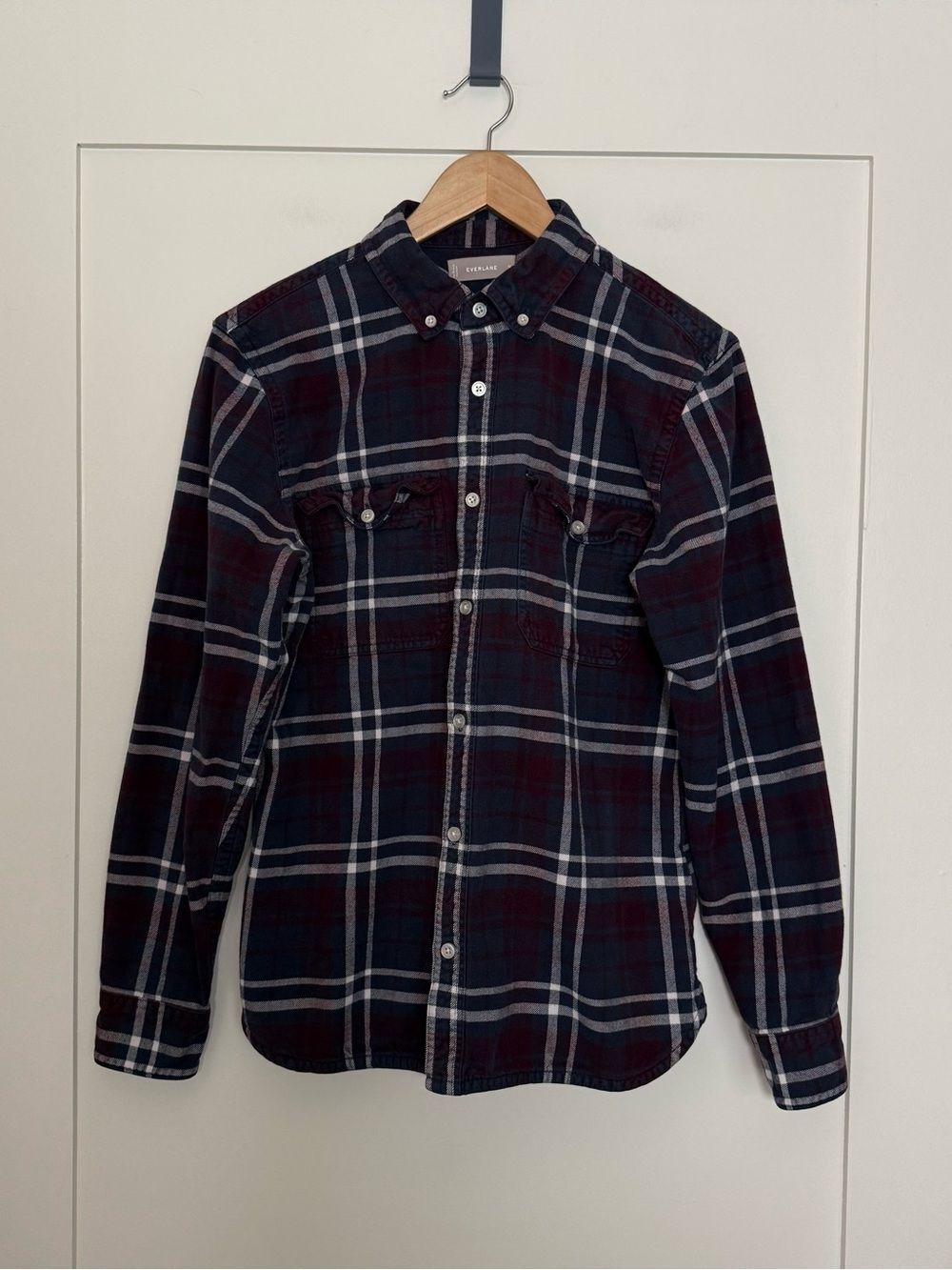 Everlane Flannel Shirt Mens M Blue Plaid Button Down Long Sleeve Cotton Outdoor